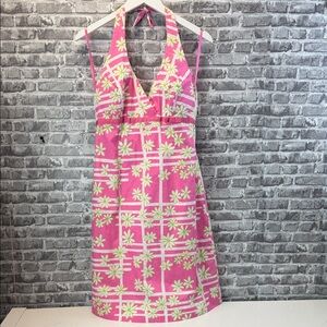 Lilly Pulitzer Pink Floral Halter Dress
